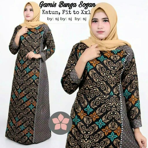 Gamis Batik Sogan Kombinasi Katun Halus Berkualitas Gamis Songket Manggar