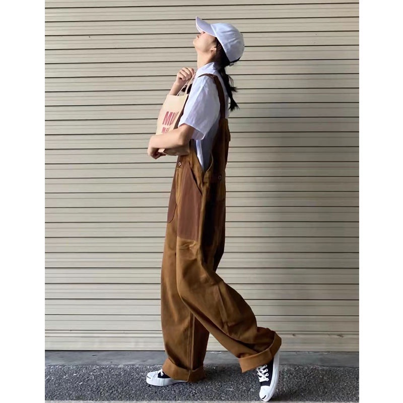 Overall retro Amerika overall pria rasa desain ceruk longgar kasual Jepang gaya Hong Kong jumpsuit l