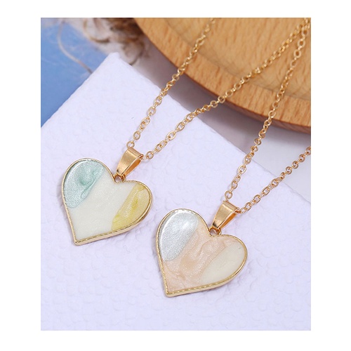 LRC Kalung Fashion Blue Love Dropping Alloy Contrast Necklace A61246