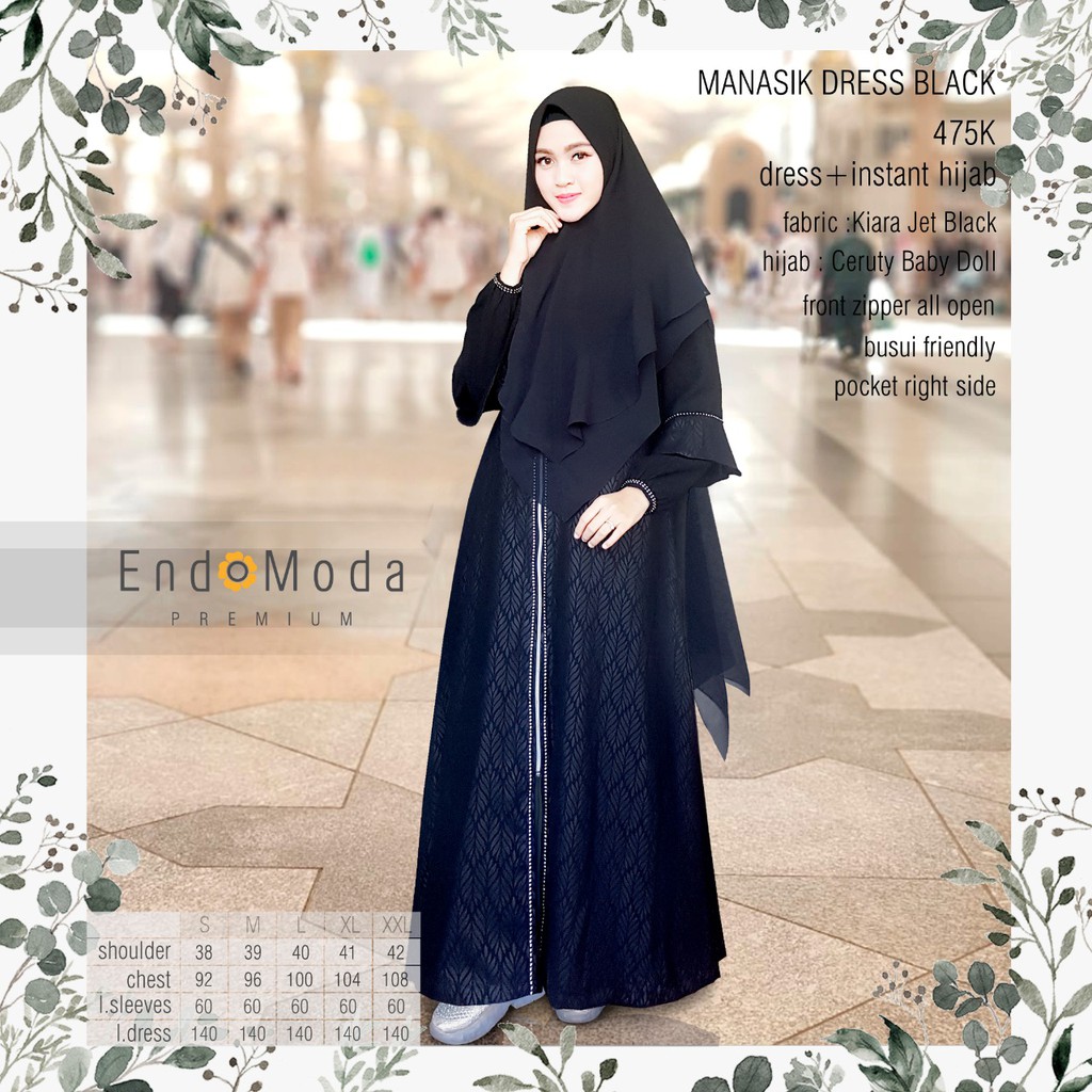 gamis manasik hitam endomoda
