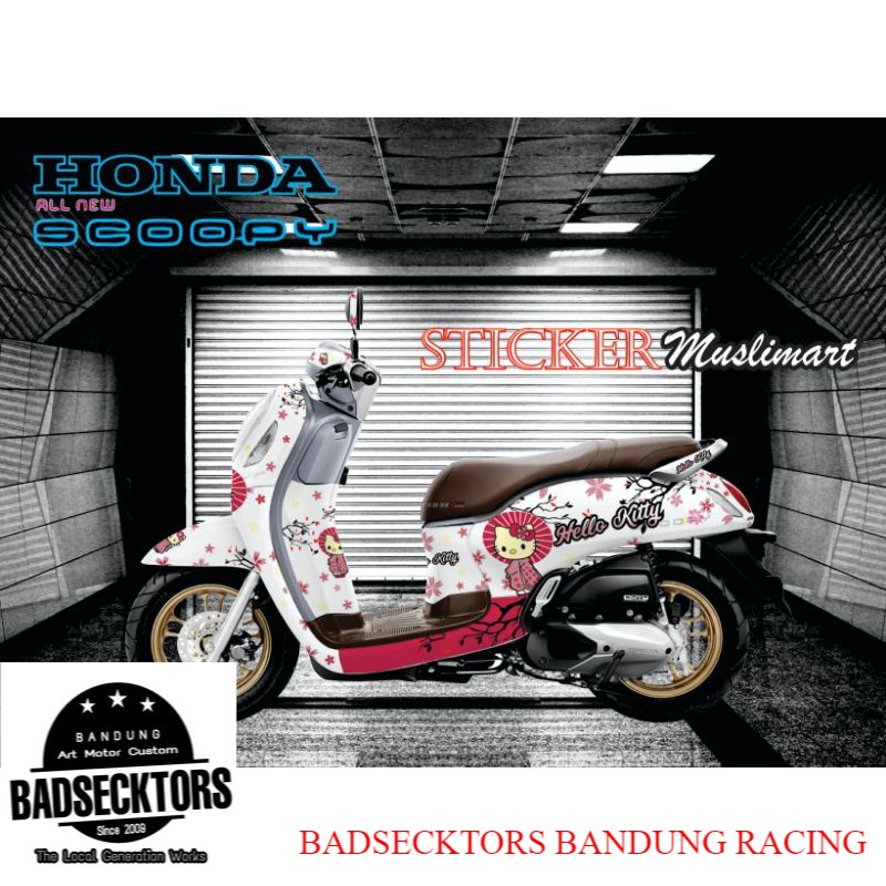 Decal Sticker All New Scoopy 2021 HK Putih pink keren