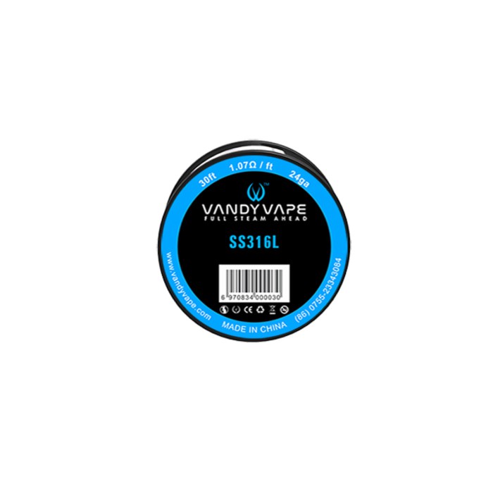 Vandy Vape Wire Stainless Steel SS 316L 24 GA 30 Feet [9.15 M