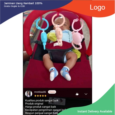 Bouncher Bayi Kursi Ayunan Bayi Lipat / Baby Bouncer Infant - MERAH & BIRU-7