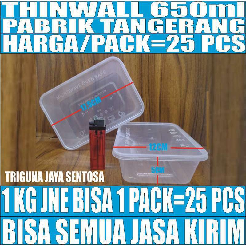 Thinwall 650ml Per Pack 25 pcs food container  box tempat  