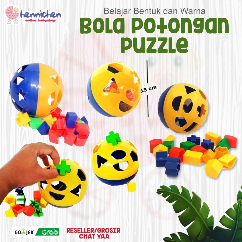 Mainan Edukasi Bola Potongan Puzzle Belajar Bentuk dan Warna