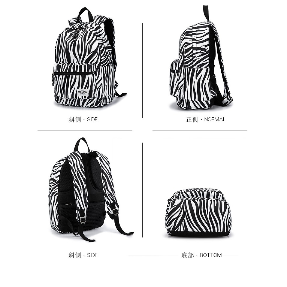 KINMAC BACKPACK Premium BLACK &amp; WHITE ZEBRA Tas Laptop Backpack Tas Ransel USB Charging