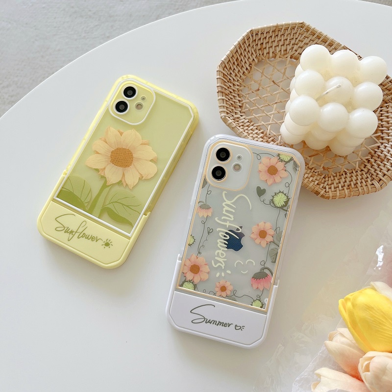 Casing iPhone 11 12 13 Pro MAX X XR XS MAX 7 8 Plus Motif Bunga Matahari Tahan Jatuh