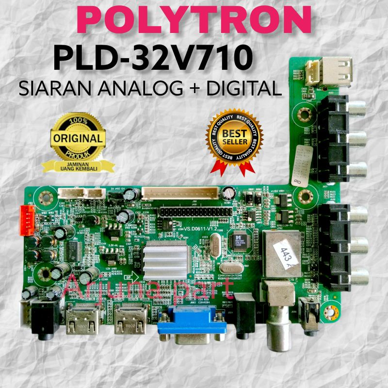 Mainboard TV Polytron PLD 32V710 siaran analog dan digital