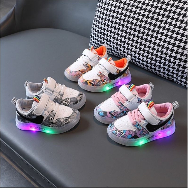 (COD)Neyla_Felicia Sepatu Anak UNCRO LED import/Sepatu Anak laki-laki &amp; perempuan/sepatu Casual/Sepatu santai usia 1-5 th