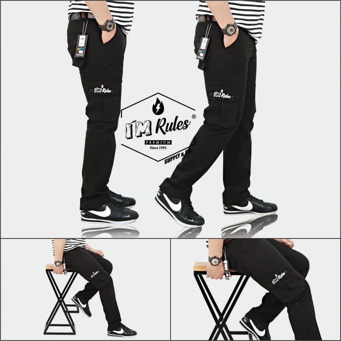 CELANA CARGO PANJANG I'M RULES HITAM CARGO I&M RULES PDL GUNUNG HIKING