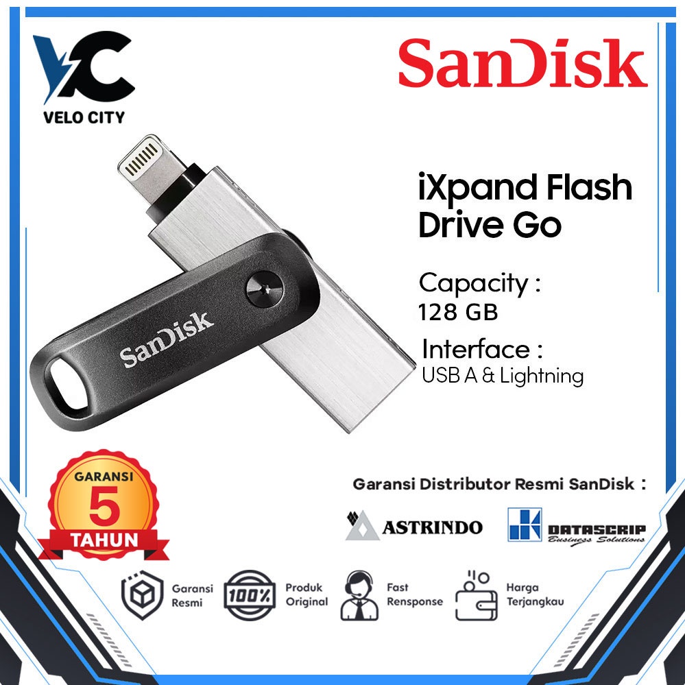 Flashdisk OTG iPhone 128GB SanDisk iXpand Go - Garansi Resmi 2 Tahun