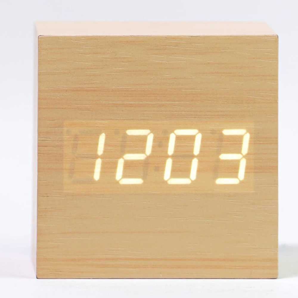 Jam Meja Digital LED Kayu Minimalis / Digital Wood Table Smart Alarm Waker Clock / Jam Beker Dekorasi Meja Kamar Rumah Murah Berkualitas / Jam Korea Kado Teman Sahabat Estetik Elegan Desain Kayu Unik Lucu