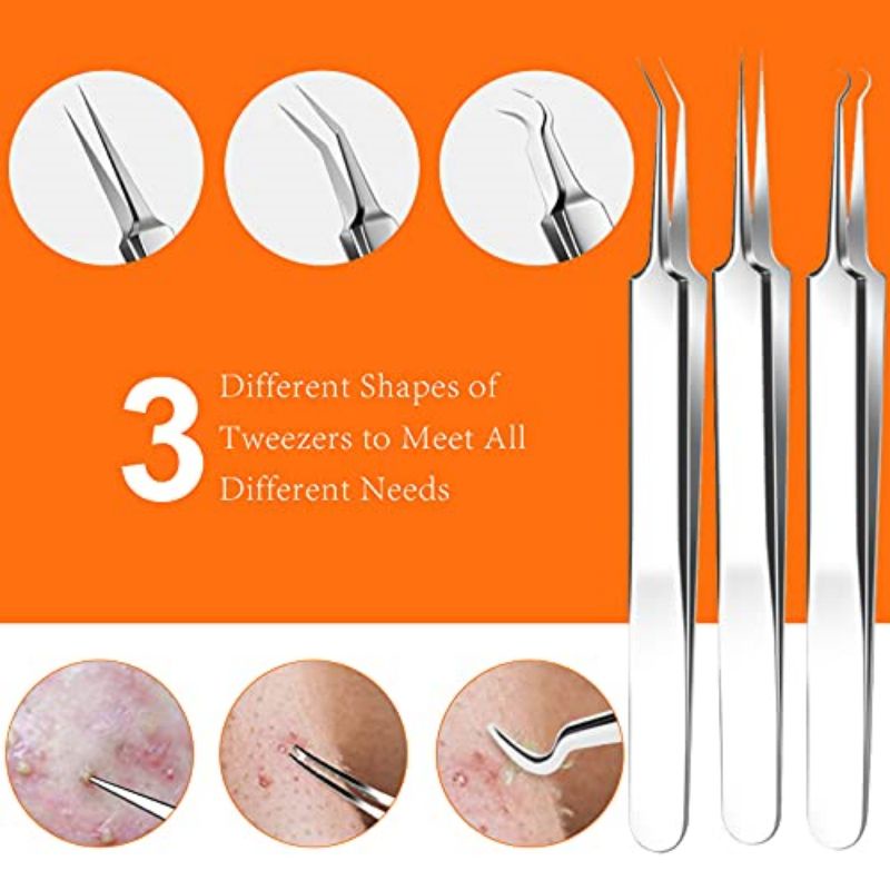 7pcs Pinset Komedo Stainless Alat Jerawat Alat Penjepit Komedo Alat Penghilang Komedo Hidung