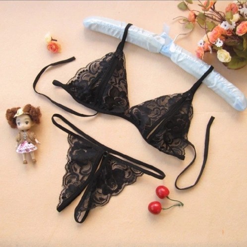 Set Bra + G String Terbuka Renda - Bikini Sexy - Lingerie Seksi 3018
