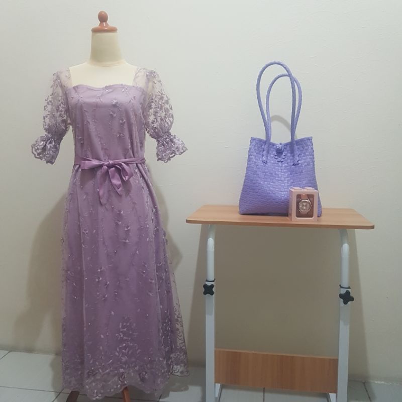 DRESS BRUKAT DRESS NATAL DRESS UNGU