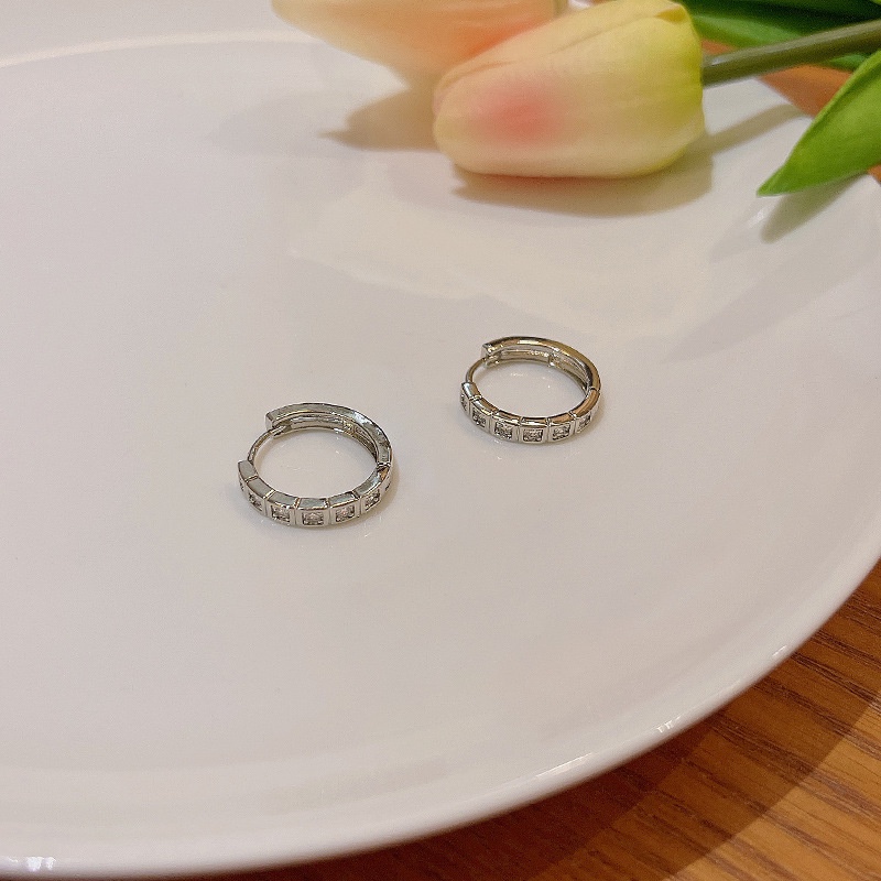 Anting Tusuk Sterling silver 925 Desain Lingkaran Hias Zircon Untuk Wanita