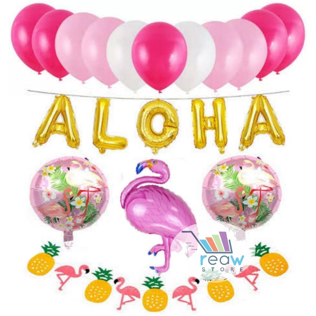 Paket Dekorasi Hiasan Balon Ulang Tahun / Happy Birthday Flamingo 02