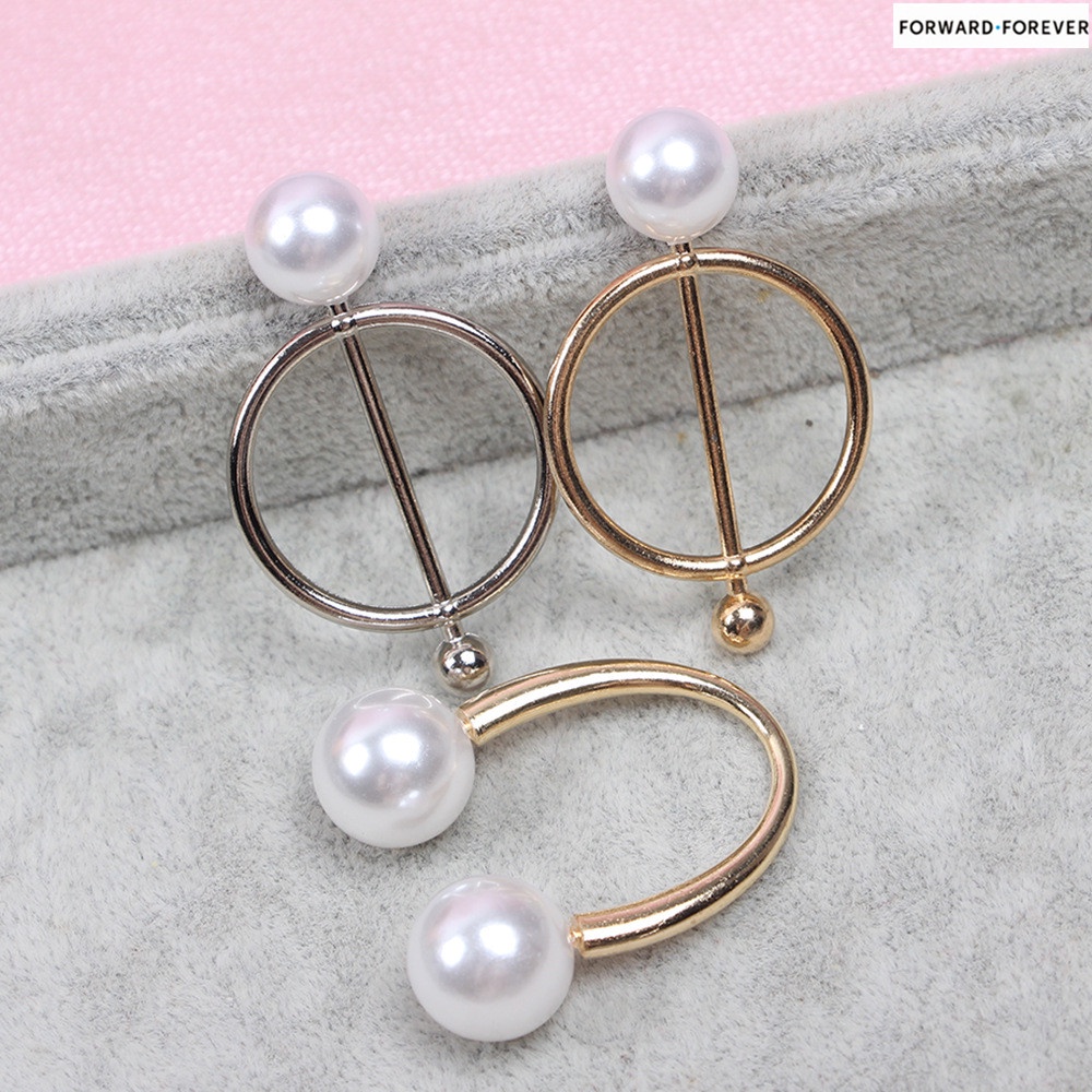 Alloy Lady Girl Pearl Round Circle Scarf Ring Scarf Belt Buckle Silk Buckle Clip M40013