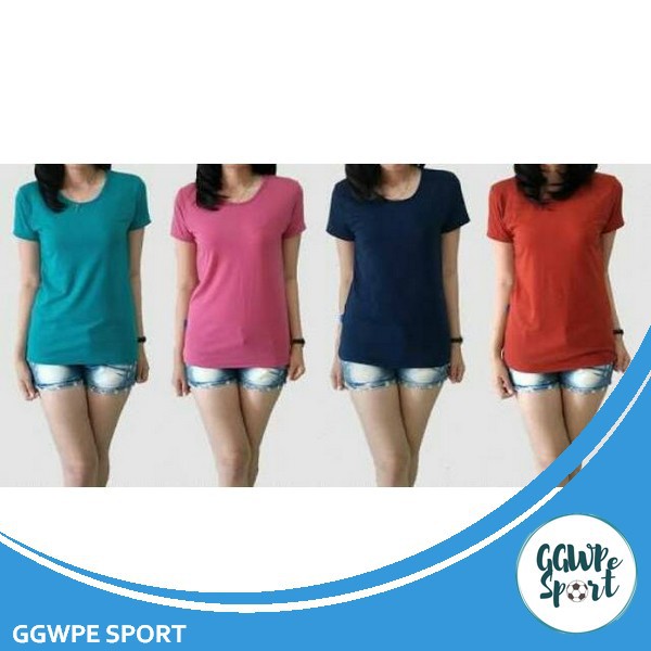 Kaos Polos t-shirt tshirt Ultra Premium Cotton wanita / cewek / ladies lengan pendek