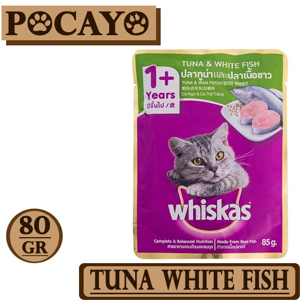 Whiskas Pouch Adult Tuna White Fish 80gr