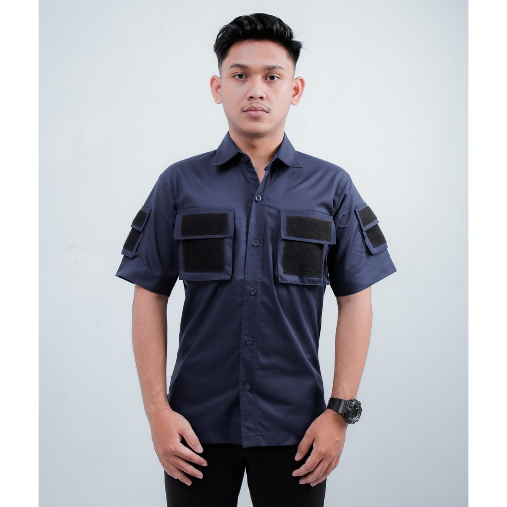 [BISA COD] KEMEJA TACTICAL PRIA LENGAN PENDEK / BAJU TACTICAL LENGAN PENDEK / KEMEJA TACTICAL NAVY