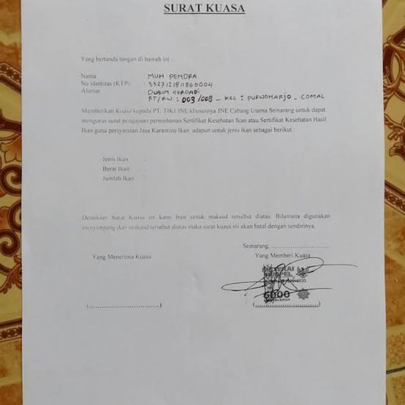 Surat Karantina Ikan Indonesia