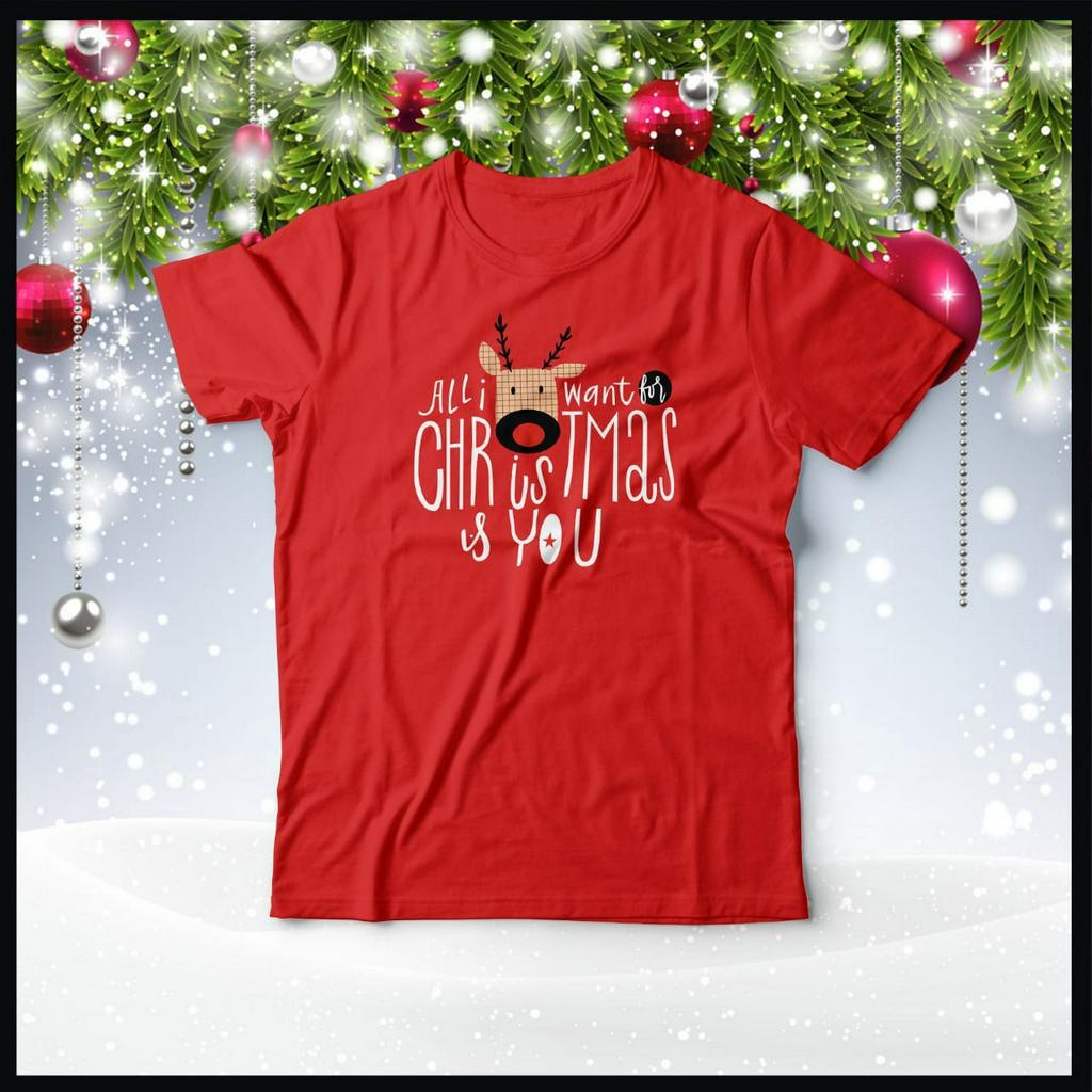 KAOS NATAL ALL I WANT FOR CHRISTMAS rusa katun COMBED 30S