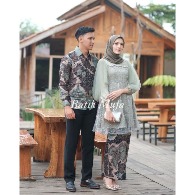 Batik couple Kebaya LUNA SAGE GREEN KEBAYA MODERN Kebaya untuk tunangan kebaya lamaran kebaya baju wisuda terbaru