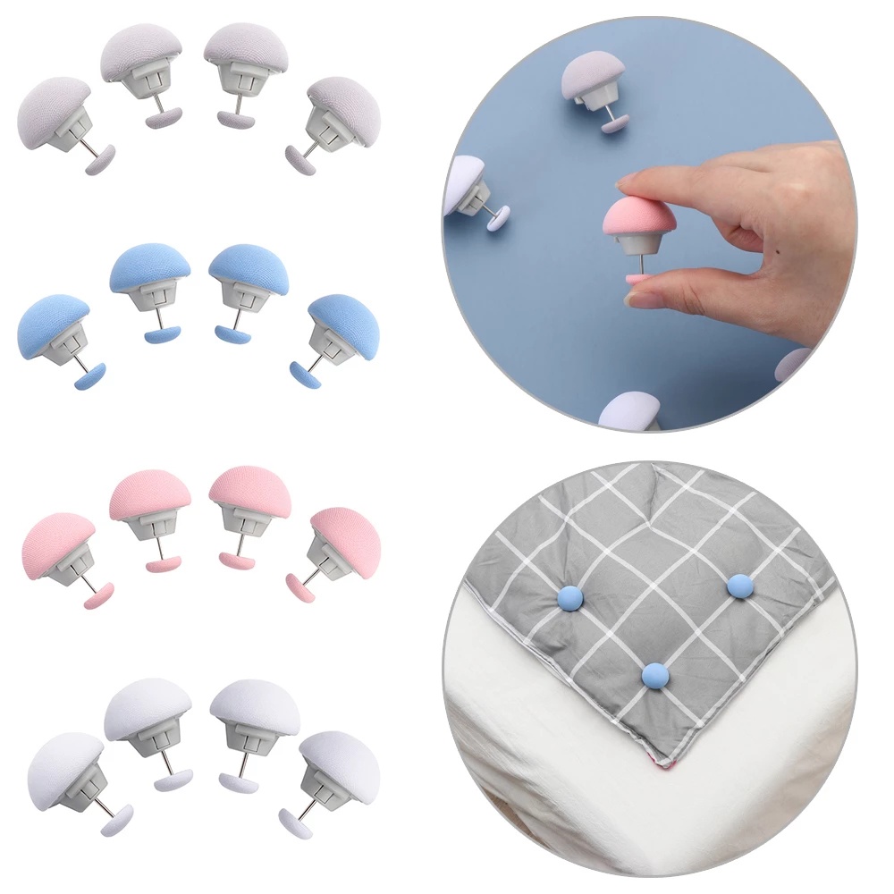 4Pcs Mushroom Shape Non-slip Quilt Bed Sheet Fastener/ Household Simple Pure Color Quilt Fixer/One Key to Unlock Blankets Cover Clip/New Mini Bed Sheet Holder