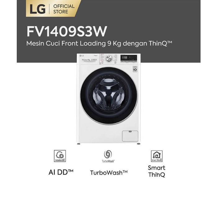 LG Mesin Cuci Front Loading 9KG - FV1409S3W