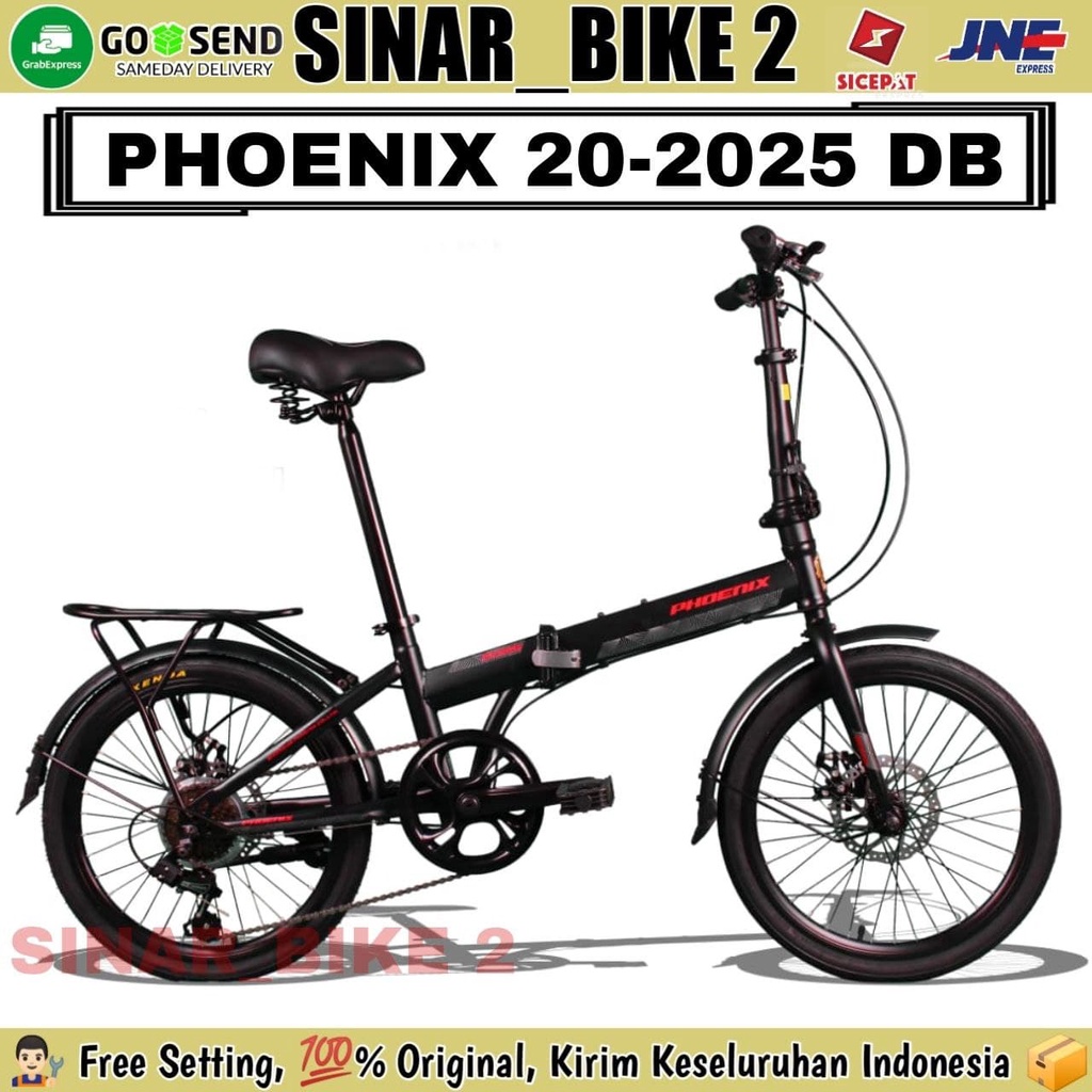 Sepeda Lipat 20 Inch PHOENIX 20-2025 DB Boncengan Shimano 7 Speed