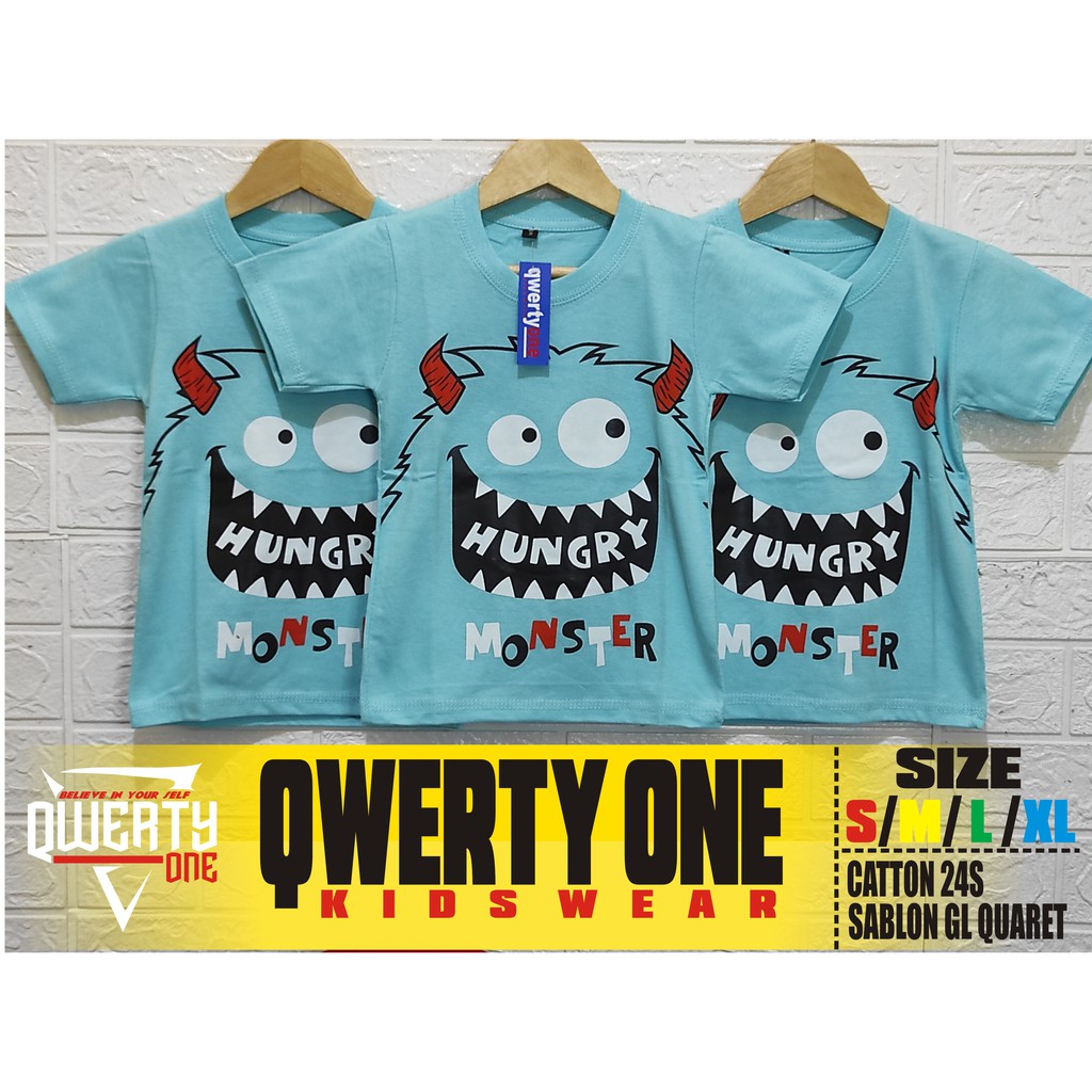 Kaos Distro Anak Karakter Monster Hungry 1-12Tahun