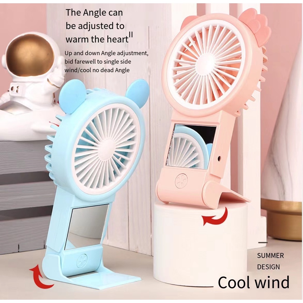 Freedom - Kipas angin mini  +  kaca rias makeup  2in1  lipat usb portable charger mini fan kipas usb