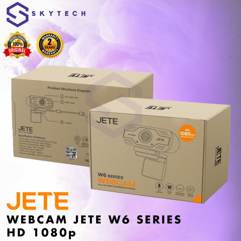 WEBCAM LAPTOP EKSTERNAL JETE W6 HD 1080p ORIGINAL GARANSI RESMI