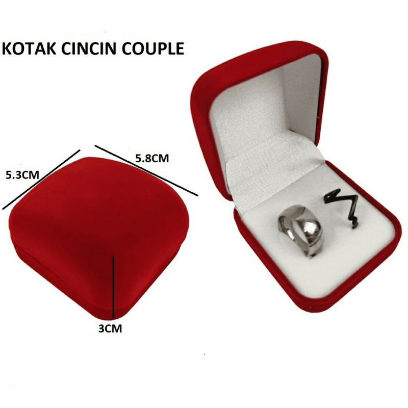 Kotak cincin couple BLUDRU tempat cincin sepasang 2 cincin model Segi 4 untuk Lamaran Kotak Cincin Kawin