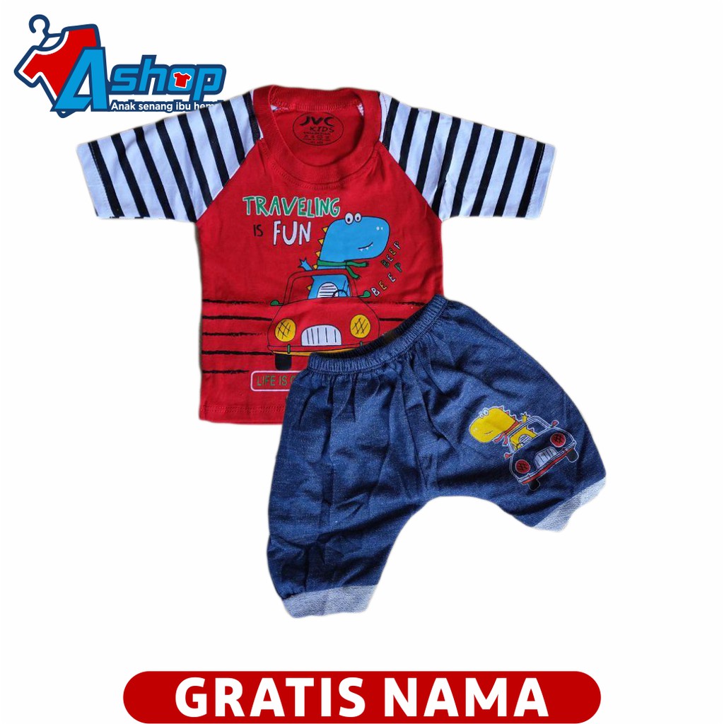 Baju Setelan Bayi 0-18 Bulan Motif Dino