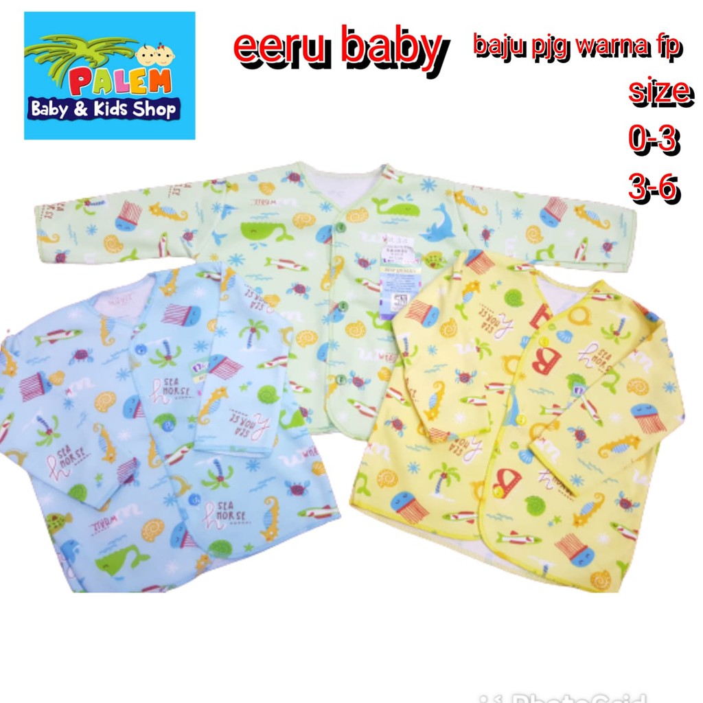 Eeru Baby Baju Atasan Panjang ISI 3pcs Untuk Usia 0-3 Bulan dan 3-6 Bulan