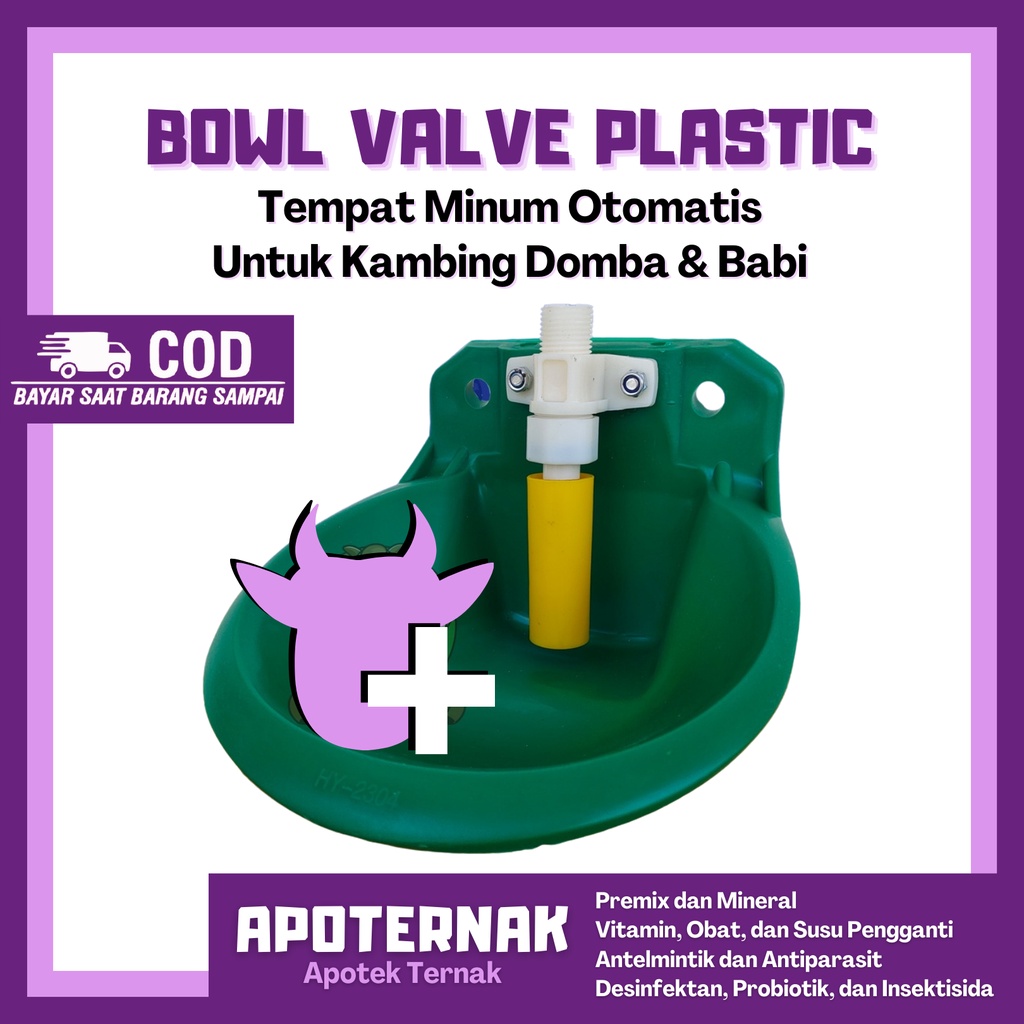 BOWL VALVE Plastic | Mangkuk Tempat Minum Otomatis Untuk Kambing Domba | Apoternak