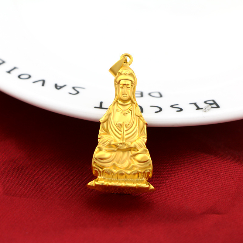 Kalung Emas Asli Kadar 375 Dengan Liontin Guanyin Untuk Pria