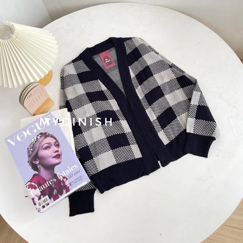 Nadya Square Cardy - Cardigan Wanita Terbaru Motif Kotak