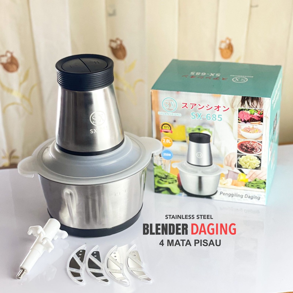 Blender Portable SX-685 Multifungsi | Blender Multifungsi Stainless Steel SX685 | Blender Daging Shuangxiong SX 685 Anti Karat | FMS