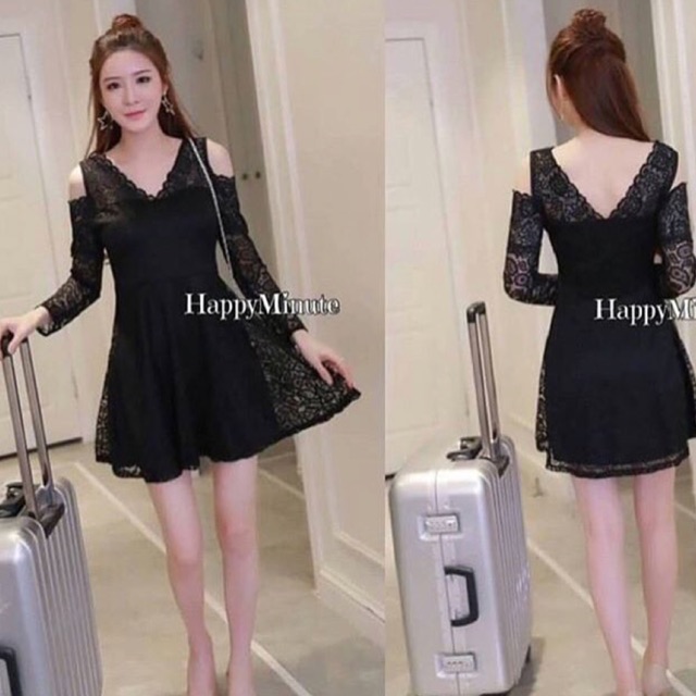 Dress sexy black barang import premium bangkok