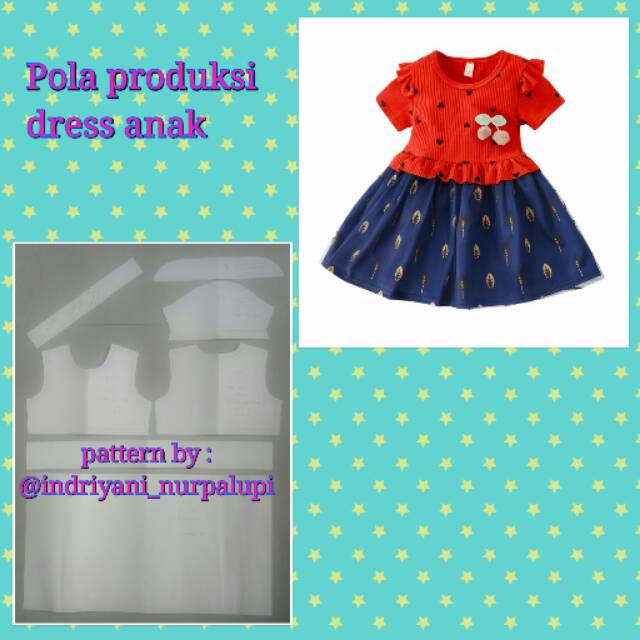 Pola produksi dress kombinasi ruffle pinggang dan tangan