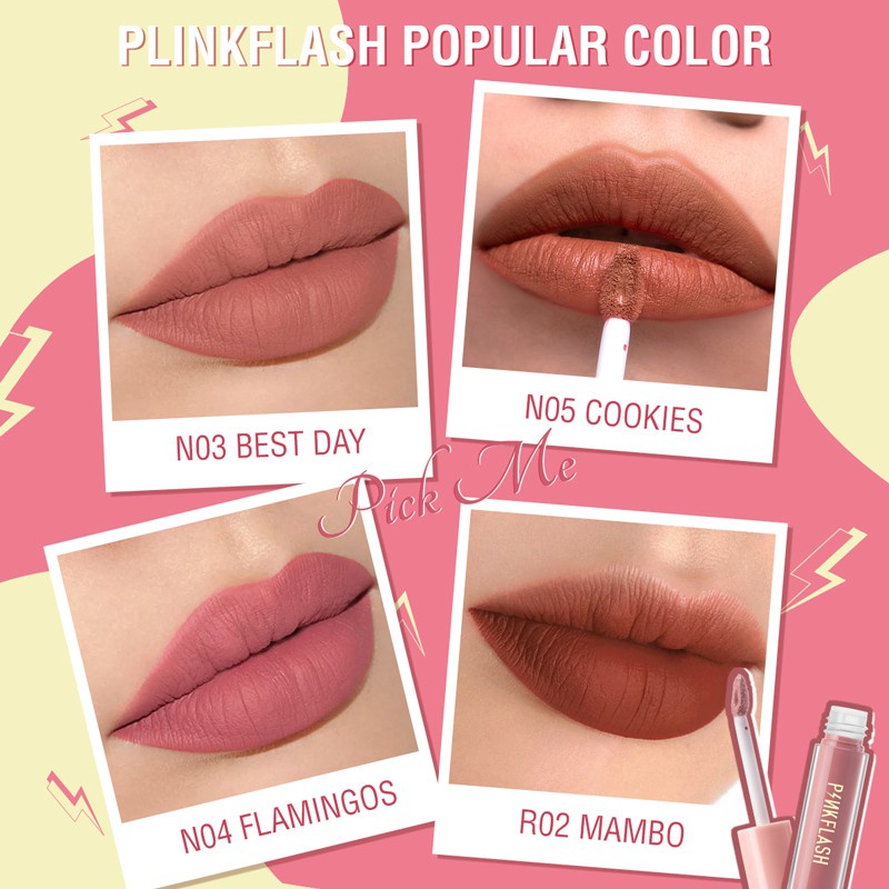 PINKFLASH 3pcs Matte Lipstick Long Lasting Moisturizing Hydrating Soft High Pigmentation N Series