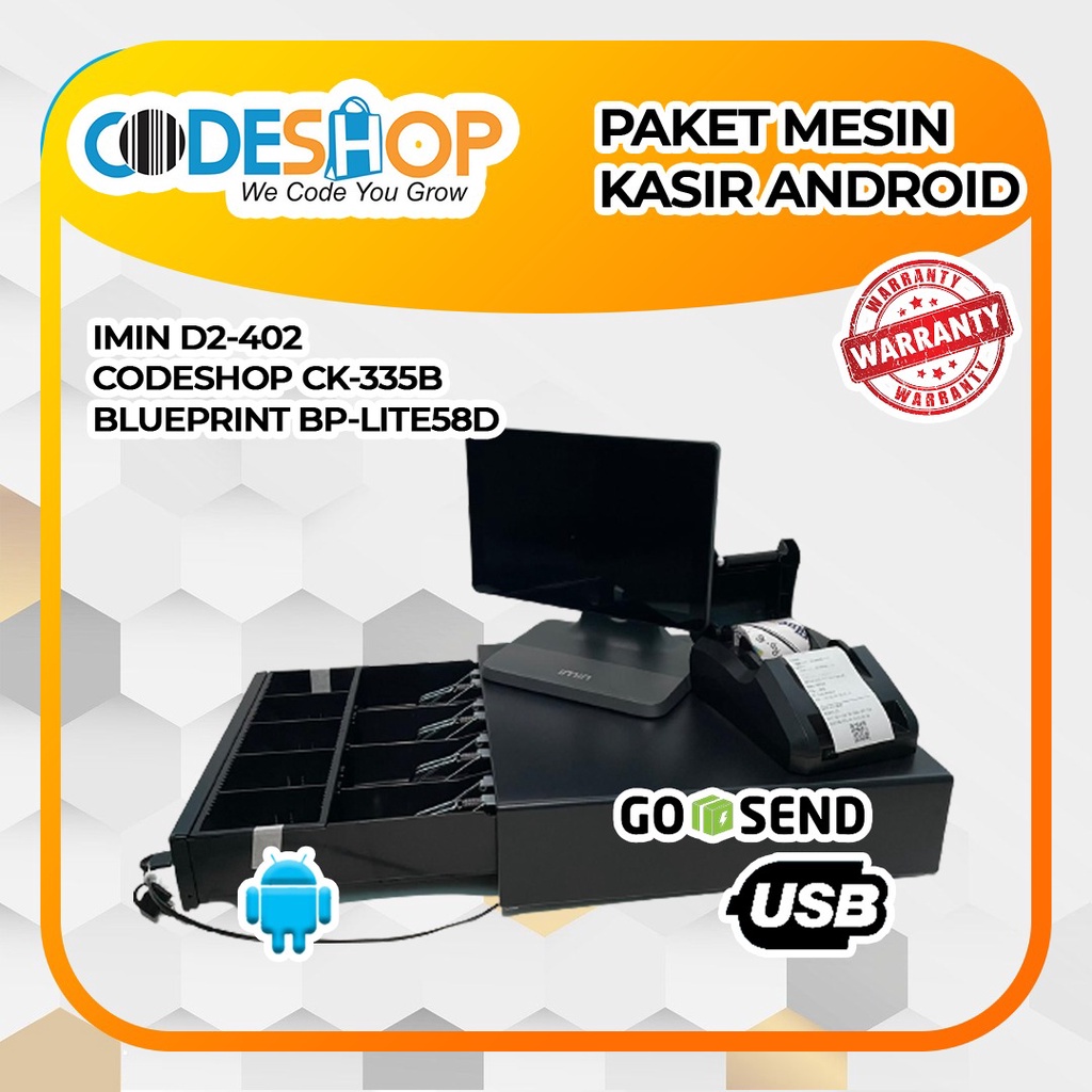 PAKET MESIN KASIR ANDROID IMIN 10' ALL SET UNTUK CAFE RESTO PLUS APLIKASI KASIR