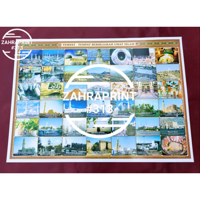 Poster Foto Tempat Tempat Bersejarah Umat Islam & Peninggalan Nabi SAW & Silsilah Alawiyyin Al Imam 