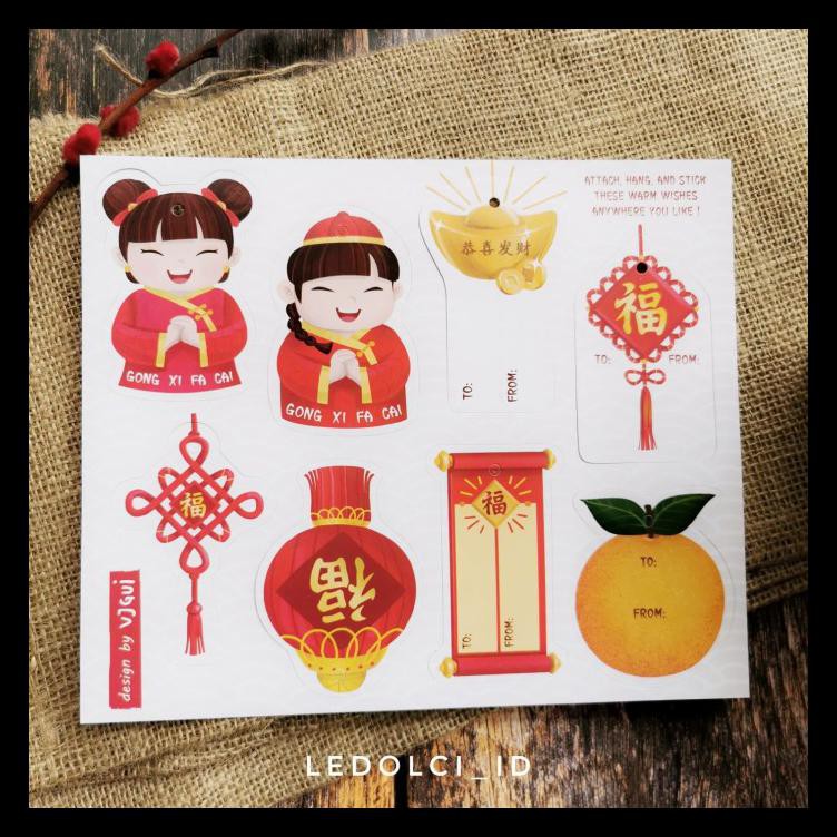 

8 PCS HANGTAG HANG TAG IMLEK SINCIA CNY HAMPERS DUS BOX MIX 8 DESAIN TERMURAH