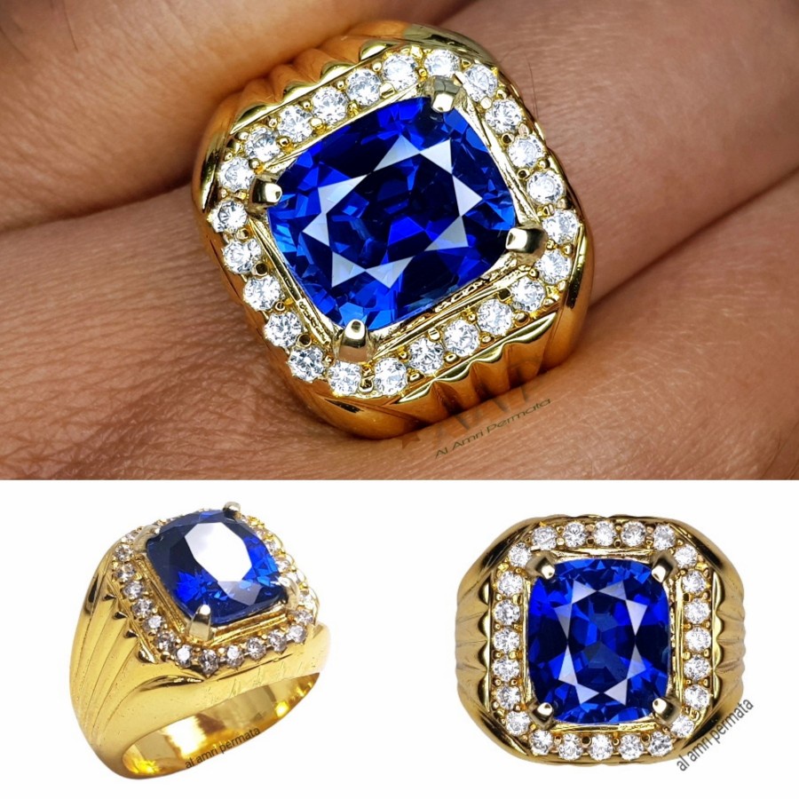 Cincin king safir king sapphire octagon original bangkok 9 hardnes / Cincin pria / King Safir asli b