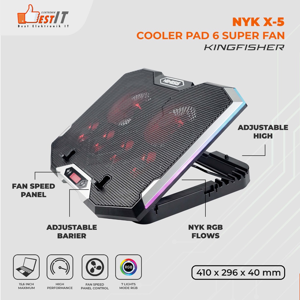 Cooling Pad Laptop Gaming CoolingPad RGB NYK X-5 KINGFISHER - FLOWING RGB