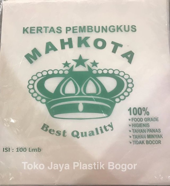 

Kertas Nasi KFC Cap Mahkota isi 100 lembar uk 25,5x27cm